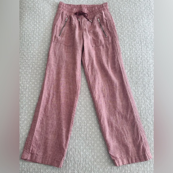 Athleta Cabo 100% Linen Wide Leg Pants Tawny Rose Pink Size 2 - Picture 8 of 14